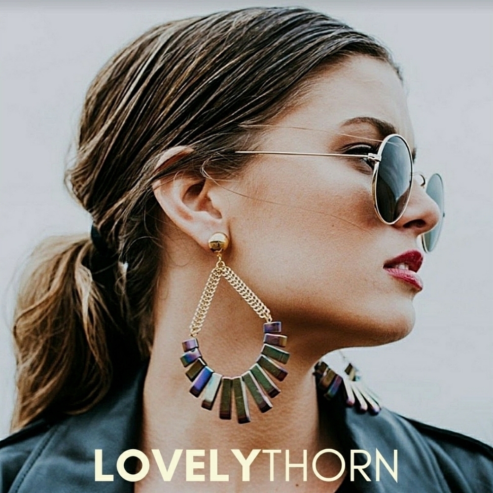 VANESSA MOONEY // ltd ed talulah rainbow hematite chain detail earrings